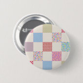 Farbenfrohe Herz-Quilt-Muster Button (Vorne & Hinten)