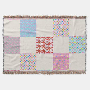 Farbenfrohe Herz-Quilt-Muster Decke