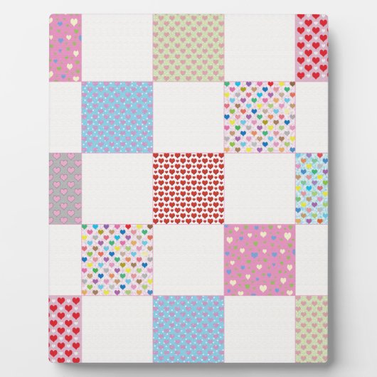 Farbenfrohe Herz-Quilt-Muster Fotoplatte (Vorderseite)