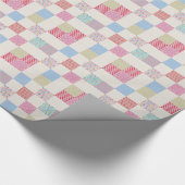 Farbenfrohe Herz-Quilt-Muster Geschenkpapier (Ecke)