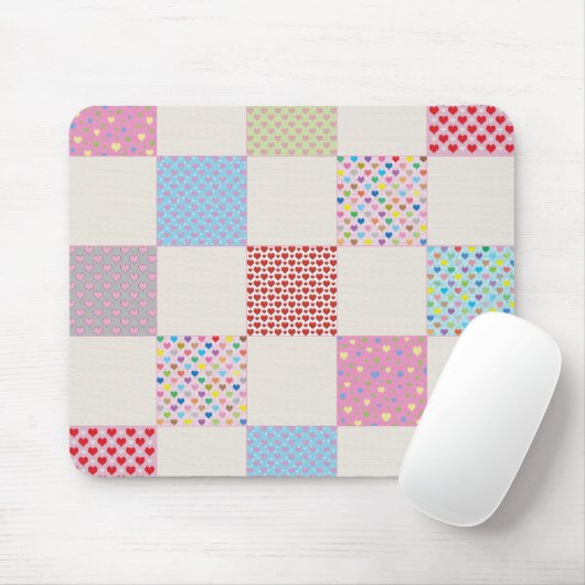 Farbenfrohe Herz-Quilt-Muster Mousepad (Mit Mouse)