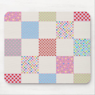 Farbenfrohe Herz-Quilt-Muster Mousepad