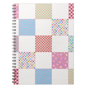 Farbenfrohe Herz-Quilt-Muster Notizblock