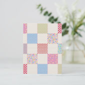 Farbenfrohe Herz-Quilt-Muster Postkarte (Stehend Vorderseite)