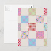 Farbenfrohe Herz-Quilt-Muster Postkarte (Vorne/Hinten)