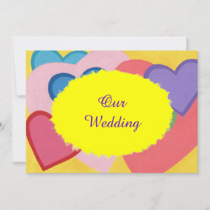 Farbenfrohe Herz-Schichten Hochzeitseinladungen Einladung