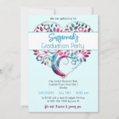 Farbenfrohe Herz-Shaped Tree Graduation Party Einladung (Vorderseite)