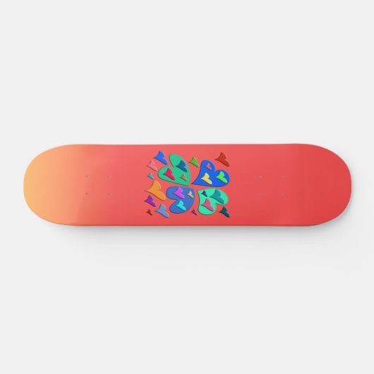 Farbenfrohe Herz Skateboard Deck (Horizontal)