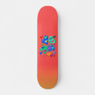 Farbenfrohe Herz Skateboard Deck
