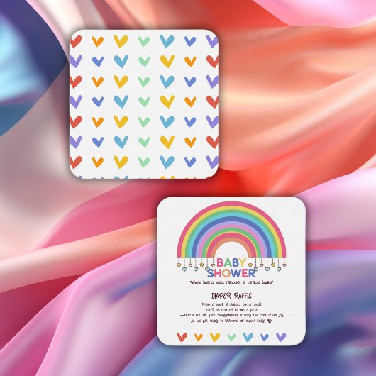 Farbenfrohe Herz trifft Retro Rainbow Baby Dusche Begleitkarte