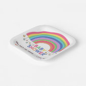 Farbenfrohe Herz trifft Retro Rainbow Baby Dusche Pappteller (Gewinkelt)