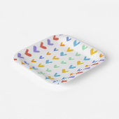 Farbenfrohe Herz trifft Retro Rainbow Baby Dusche Pappteller (Gewinkelt)