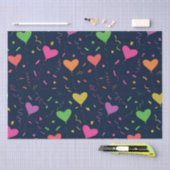 Farbenfrohe Herzblasen mit Confetti Muster Seidenpapier (Handwerk)