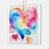 Farbenfrohe Herzcluster, Symbol für die Liebe der  Keramikornament (Links)