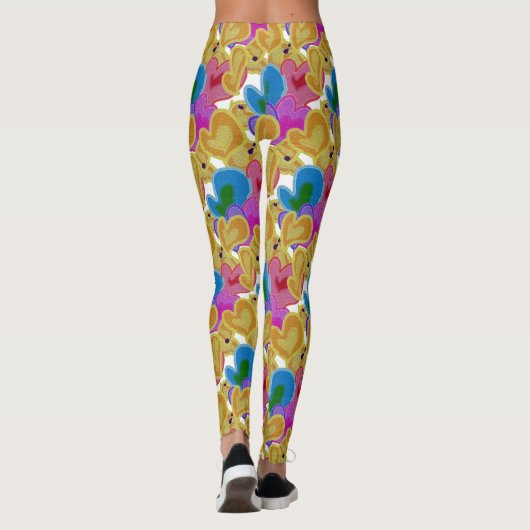 Farbenfrohe Herzdesign Leggings (Rückseite)