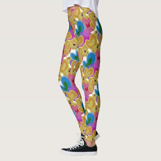 Farbenfrohe Herzdesign Leggings (Links)