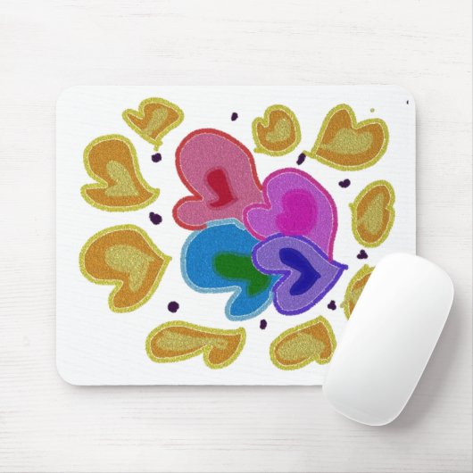 Farbenfrohe Herzdesign Mousepad (Mit Mouse)