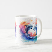 Farbenfrohe Herzdolphin Kaffeetasse (VorderseiteRechts)
