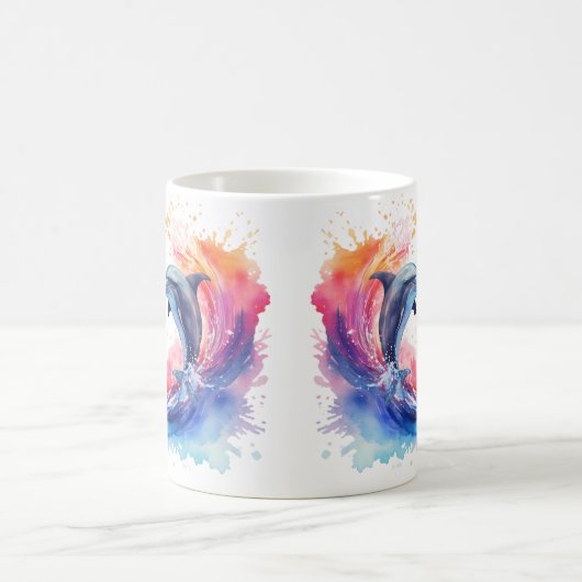 Farbenfrohe Herzdolphin Kaffeetasse (Mittel)