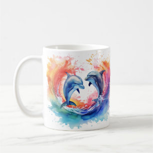 Farbenfrohe Herzdolphin Kaffeetasse