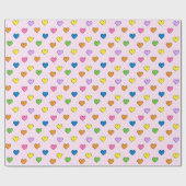 Farbenfrohe Herzen auf hellrosa Wrapping Paper Geschenkpapier (Flach)
