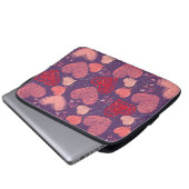 Farbenfrohe Herzen auf lila Muster Laptopschutzhülle (Vorne Knopf)