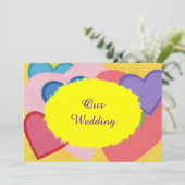 Farbenfrohe Herzen auf maßgeschneiderte Einladunge Einladung (Stehend Vorderseite)