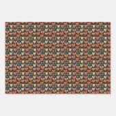 Farbenfrohe Herzen auf schwarz Geschenkpapier Set (Vorderseite)