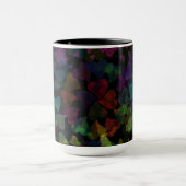 Farbenfrohe Herzen auf schwarz Tasse (Zentrum)