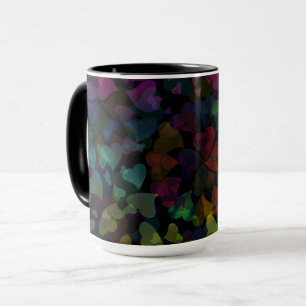 Farbenfrohe Herzen auf Schwarz Tasse