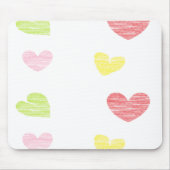 Farbenfrohe Herzen auf Weiß Mousepad (Vorne)