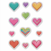 Farbenfrohe Herzen Aufkleber (Vorderseite)