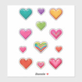 Farbenfrohe Herzen Aufkleber (Blatt)