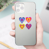 Farbenfrohe Herzen Aufkleber (Telefon)