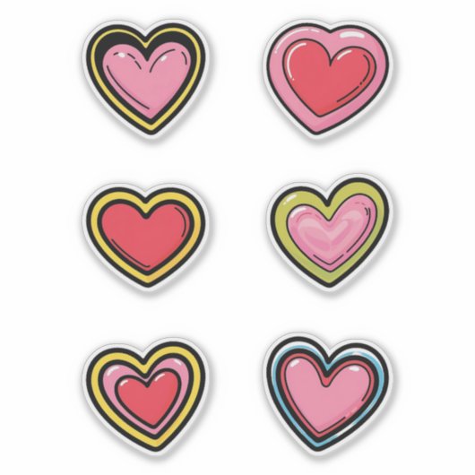 Farbenfrohe Herzen Aufkleber (Vorderseite)