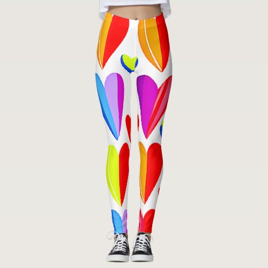Farbenfrohe Herzen Bliss: Stilvolles Muster Leggings (Vorderseite)