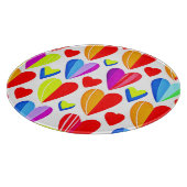 Farbenfrohe Herzen Bliss: Stilvolles Muster Schneidebrett (Ecke)