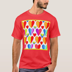 Farbenfrohe Herzen Bliss: Stilvolles Muster T-Shirt