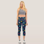 Farbenfrohe Herzen Capri Leggings (Vorderseite)