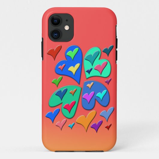 Farbenfrohe Herzen Case-Mate iPhone Hülle (Rückseite)