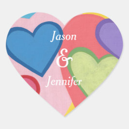Farbenfrohe Herzen Couple Wedding Stickers