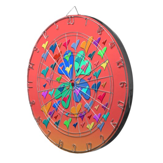 Farbenfrohe Herzen Dartscheibe (Vorderseite rechts)