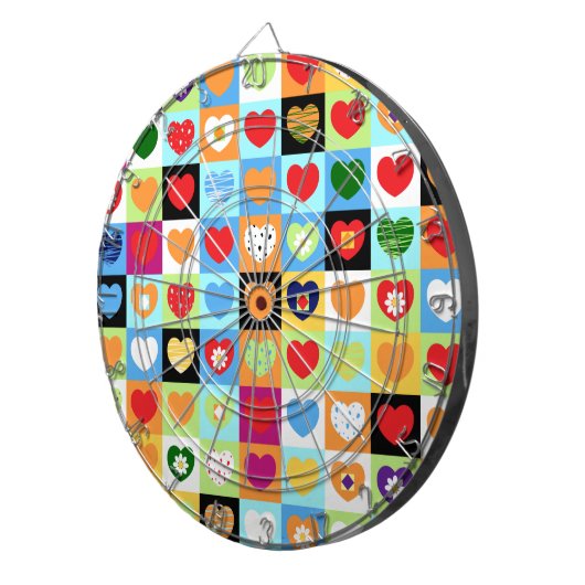 Farbenfrohe Herzen Dartscheibe (Vorderseite rechts)