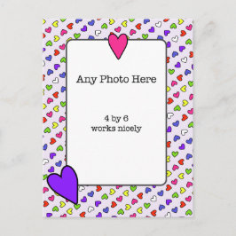 Farbenfrohe Herzen, die mein Foto ausdrücken Postkarte
