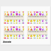 Farbenfrohe Herzen Dieses Buch gehört zum Aufklebe Rechteckiger Aufkleber (Blatt)