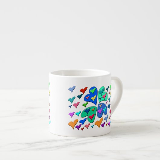 Farbenfrohe Herzen Espressotasse (Vorderseite Rechts)