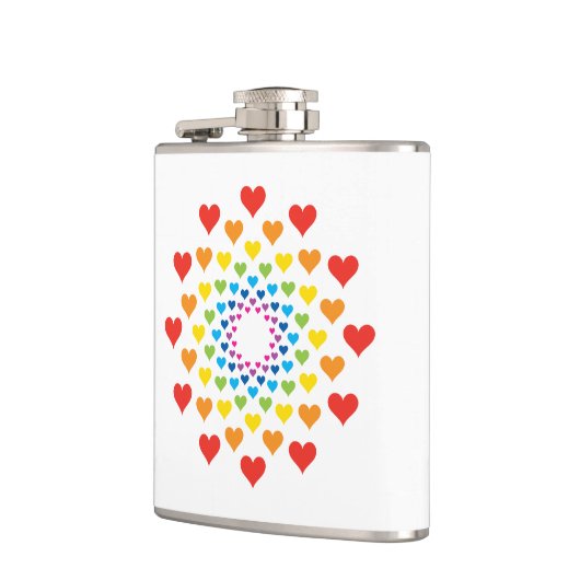 Farbenfrohe Herzen Flachmann (Links)