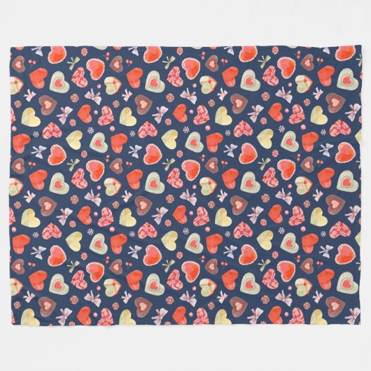 Farbenfrohe Herzen Fleecedecke (Vorderseite (Horizontal))