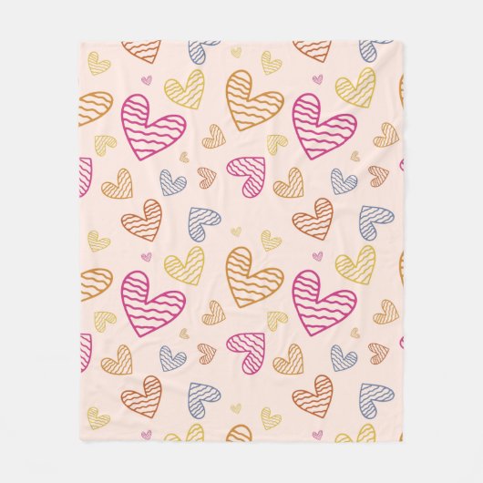 Farbenfrohe Herzen Fleecedecke (Vorderseite)