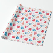 Farbenfrohe Herzen Geschenkpapier (Ungerollt)